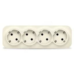 Розетка четырехместная серия IONICH, с/з, о/у, 16А, 220В, слоновая кость (ivory) Универсал