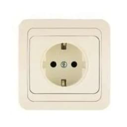 Розетка 1-м СП Mimoza 16А IP20 с заземл. крем./крем. Makel 25028