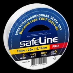 Изолента ПВХ белая 15мм 20м Safeline Росэл