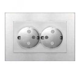 Розетка двухместная UNIVersal серия Афина с/з, с/у, з/ш 16А, 220В, серебро (еврослот), механизм