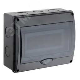 Щиток распределительный навесной на 10 модулей с дверцей черный IP66 (ЩРн-П-10)