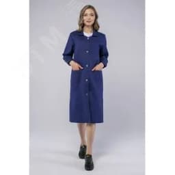Халат женский рабочий (ткань Диагональ,195), темно-синий, 44-46 170-176