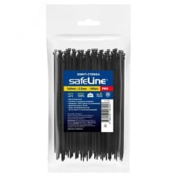Хомут-стяжка кабельная нейлоновая Safeline 2,5x160-B-100, черная (100 шт.)