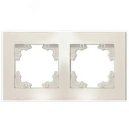 Афина рамка стеклянная двухместная универсальная, слоновая кость (ivory) (еврослот) UNIVersal