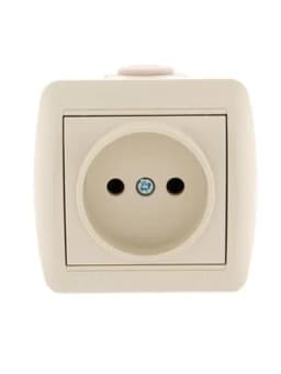 Розетка 1-м ОП Nata 16А IP20 без заземл. керамика крем. LEZARD 710-0300-121