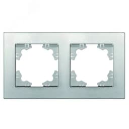Рамка двухместная горизонтальная Афина серебро (еврослот) Универсал