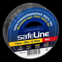 Изолента ПВХ черная 19мм 20м Safeline Росэл