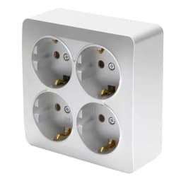 Розетка 4местная сз открытой установки квадрат STEKKER 250В 16А IP20 серия София серебро MST1614S03 49334