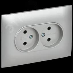 SKANDY Розетка 2-местная без заземления с защитными шторками 10А в сборе SK-R09S серебряный IEK