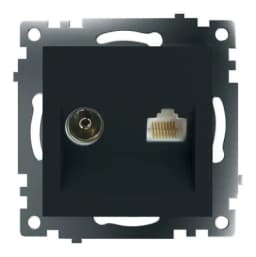 Розетка TV компьютерная RJ45 механизм STEKKER GLS00710605 серия Катрин черный 49182