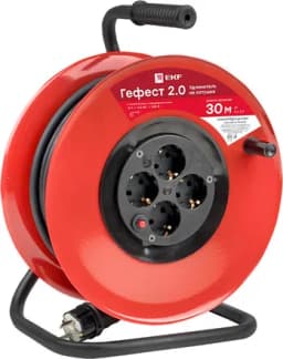 Удлинитель на катушке 4х30м с заземл. 16А IP20 Гефест 2.0 3.5кВт КГ 3х2.5 с предохранителем PROxima EKF UKG02-16-R325-4-30