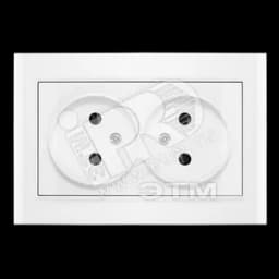 Розетка Бриллиант двойная без заземления с защитной шторкой белая Универсал