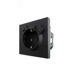 ZIMA Розетка с/з TC + USB разъем черный бархат LEZARD