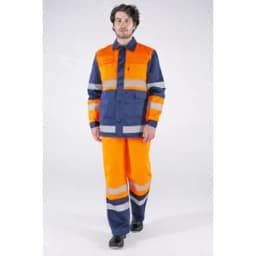 Костюм Дорожник (ткань Смесовая,210) полукомбинезон, оранжевый темно-синий, 56-58 158-164