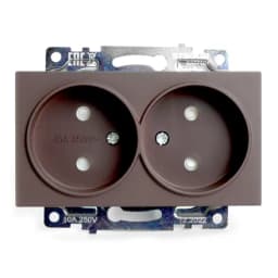 Розетка 2местная бз механизм STEKKER GLS10711304 250V 10А с защитной шторкой серия Катрин шоколад 49026