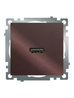 Розетка HDMI 21 Type A механизм STEKKER GLS00711804 серия Катрин шоколад 50064