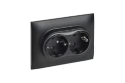 Розетка 2-м SKANDY 16А с заземл. защ. шторки в сборе SK-R07Bl черн. IEK SK-R24-16-K02-F