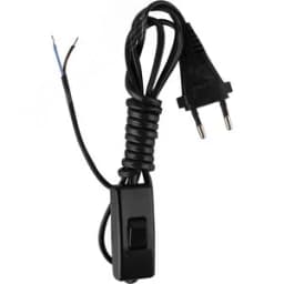 Шнур сетевой с вилкой и проходным выключателем ШВВП 2х0,5 черный 1,7 м 99927948 УПП-5 ВОС г.СПб