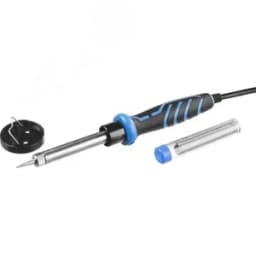 Электропаяльник 60Вт, в наборе припой + подставка, 2-комп. рукоятка, конус, керамический нагреватель