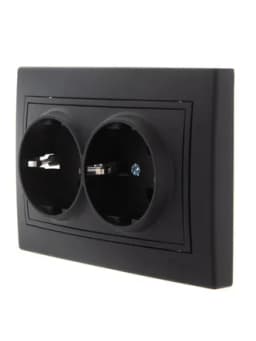 Розетка 2-м СП Mira 16А IP20 с заземл. керамика черн. бархат LEZARD 701-4242-127