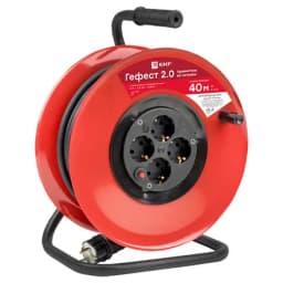 Удлинитель на катушке "Гефест 2.0" 4 гнезда 40м с заземлением и предохранителем КГ 3*2,5 16А/3,5кВт IP44 PROxima EKF