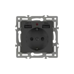 Механизм розетки с USB зарядкой SCTMUAAPLBK 250V 16A Arlight 043734