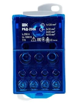 Блок распределительный на DIN-рейку РБД-250А IEK RBD-250