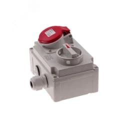 Розетка настенная с выключателем и механической блокировкой компакт 16A/400V/3P+E/IP44