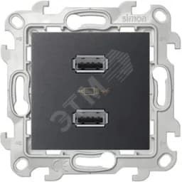 Зарядное устройство розетка 2хUSB, графит