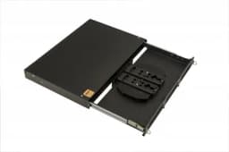 Бокс оптический универсальный 19" выдвижной Hyperline FO-19V-1U-3xSLT-W130H30-24UN-BK