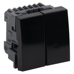 Выключатель модульный двухклавишный 45х45мм черный