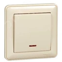 Выключатель одноклавишный, с подсветкой, 10АХ, в сборе, слоновая кость