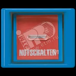 Клавиша с прозрачной крышкой для всех встраиваемых выключателей и кнопок синяя