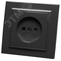 Розетка одноместная б/з,250В, 10А, серия Эрна, черный Stekker
