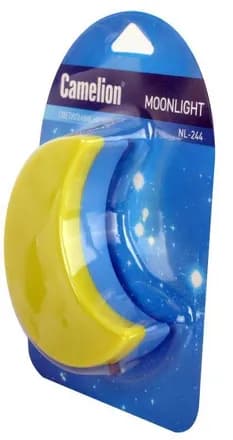 Светильник светодиодный NL-244 «Месяц» 220В ночник с выкл. желт. Camelion 14264