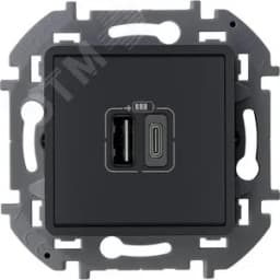 Зарядное устройство с двумя USB разьемами A C 240В/5В 3000мА INSPIRIA антрацит