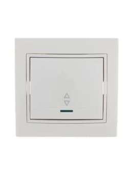Переключатель проходной 1-кл. СП Mira 10А с подсветкой с бел. вставкой бел. LEZARD 701-0202-114