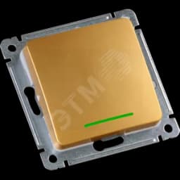 MASTER Переключатель одноклавишный с индикацией, скрытой установки, в рамку, золото