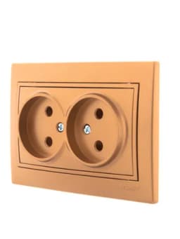Розетка 2-м СП Mira 16А IP20 без заземл. со вставкой керамика зол. метал. LEZARD 701-1313-128
