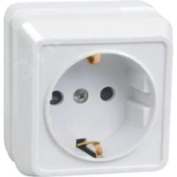 ОКТАВА Розетка наружная с заземлением белая IEK