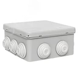 Коробка распределительная КМР-030-014 с крышкой (100х100х50) для прямого монтажа, 10 мембр. вводов серая IP55 EKF