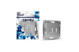 Розетка компьютерная 2-м СП Pixel RJ45 кат.5E механизм алюм. TOKOV ELECTRIC TKE-PX-RC2-C03