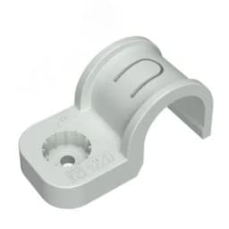 Крепеж-скоба пластиковая односторонняя для прямого монтажа серая в п/э д20 (50шт/600шт уп/кор) Промрукав