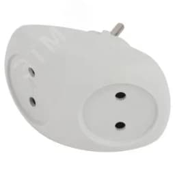 Разветвитель электрический SPx-2-W на 2 розетки без заземления 10А белый Б0053480 ЭРА