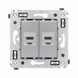 Avanti Компьютерная розетка RJ-45 без шторки в стену, кат.6 двойная экранированная,  Закаленная сталь