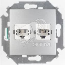 Розетка телефонная двойная RJ11, винтовой зажим, алюминий