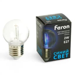 Лампа светодиодная Feron LB383 Шарик прозрачный E27 2W 230V синий 48934