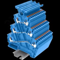Клемма TP 3-уровневая угловая с держателем маркировки, Push-in, сечение 2,5 мм. кв., синяя