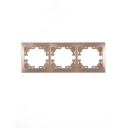 MIRA Рамка 3 поста горизонтальная светло-коричневый перламутр