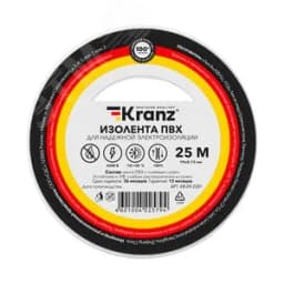 Изолента ПВХ KRANZ 0.13х19 мм, 25 м, белая REXANT